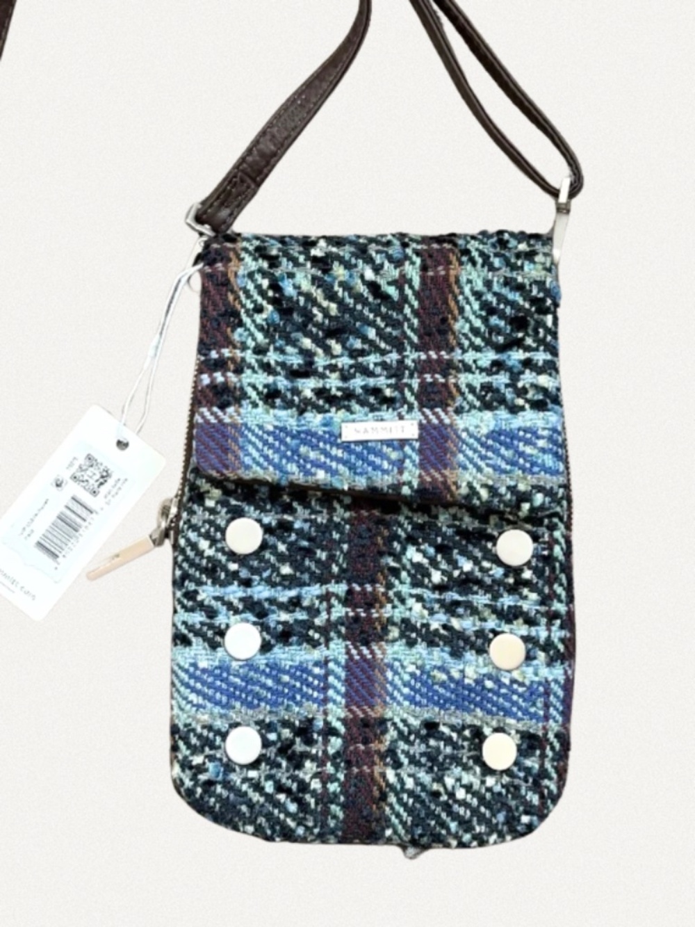 NWT Hammitt VIP Mobile Crossbody Bag in Blue Woven Waltz Pattern with Dust Bag